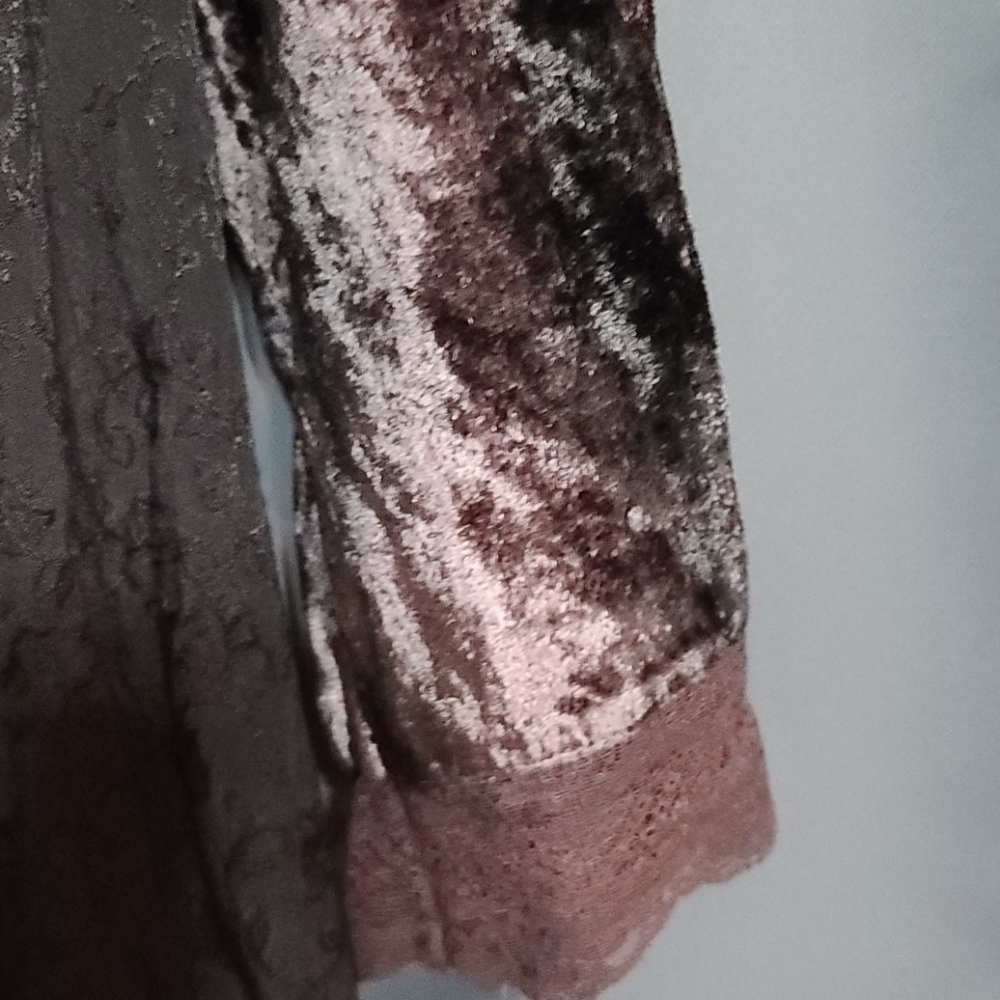 Kar.a.van‎ Women's Brown crushed velvety and lace dress size L GUC - Picture 4 of 9
